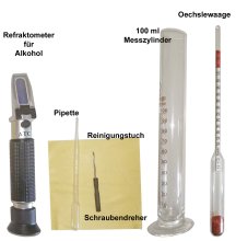 Destillier-Mess-Set - Supreme - mit Alkohol-Refraktometer