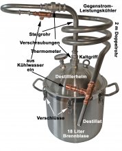 18 L Supreme potstill / whiskey still made of stainless steel