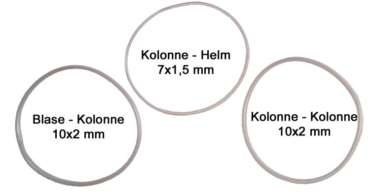 Dichtungssatz für DESTILLIERMEISTER JUMBO-E70xx mit 2 Kolonnen/Aromakörben - Ø 36 cm - zum Schließen ins Bild klicken