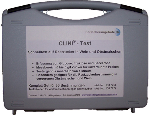 Schnelltest auf Restzucker in Weinen - 0 - 5 g/l - zum Schließen ins Bild klicken